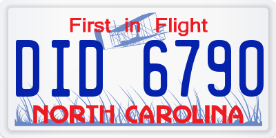 NC license plate DID6790