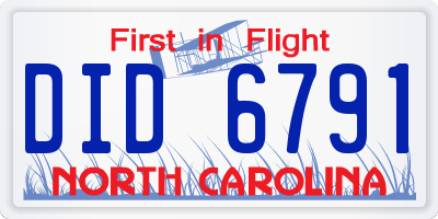NC license plate DID6791