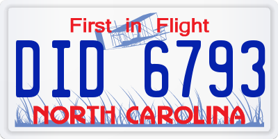 NC license plate DID6793