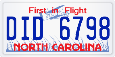 NC license plate DID6798
