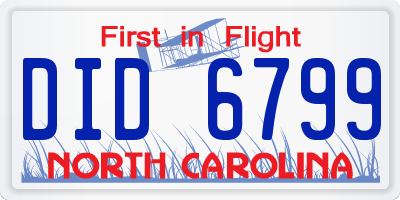 NC license plate DID6799
