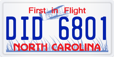 NC license plate DID6801
