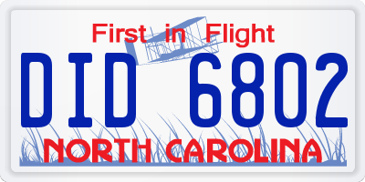 NC license plate DID6802