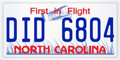 NC license plate DID6804