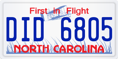 NC license plate DID6805