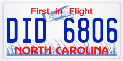 NC license plate DID6806