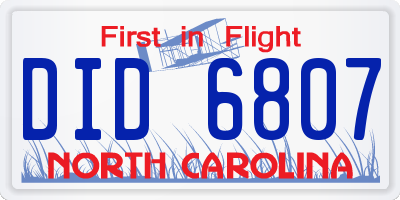 NC license plate DID6807