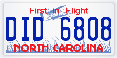 NC license plate DID6808