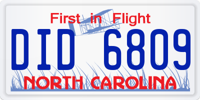 NC license plate DID6809