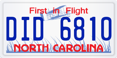 NC license plate DID6810