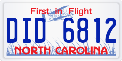 NC license plate DID6812