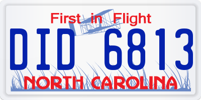 NC license plate DID6813