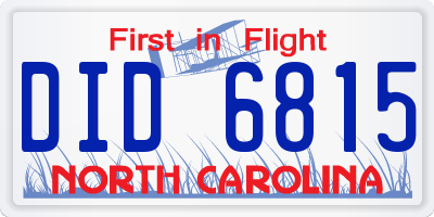 NC license plate DID6815