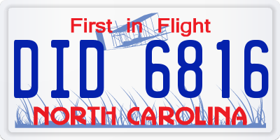 NC license plate DID6816