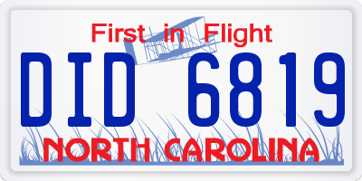 NC license plate DID6819