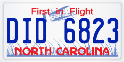 NC license plate DID6823