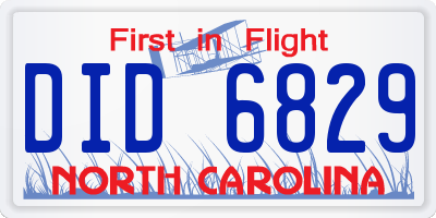 NC license plate DID6829