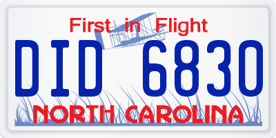 NC license plate DID6830