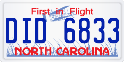 NC license plate DID6833