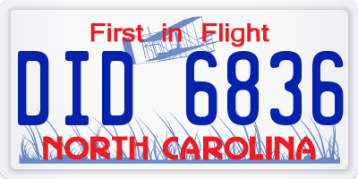 NC license plate DID6836