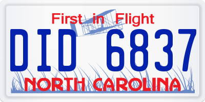 NC license plate DID6837