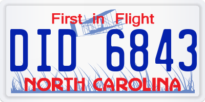 NC license plate DID6843