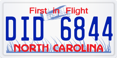 NC license plate DID6844
