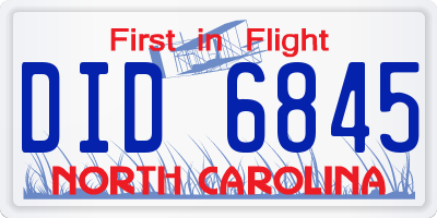 NC license plate DID6845