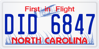 NC license plate DID6847