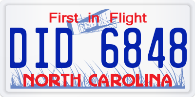 NC license plate DID6848