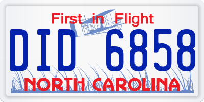 NC license plate DID6858
