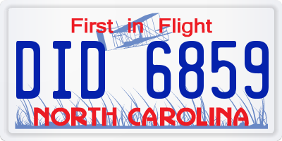 NC license plate DID6859