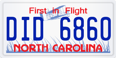 NC license plate DID6860