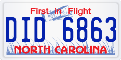 NC license plate DID6863