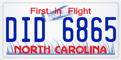 NC license plate DID6865