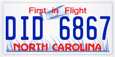 NC license plate DID6867