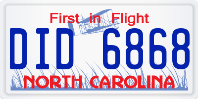 NC license plate DID6868