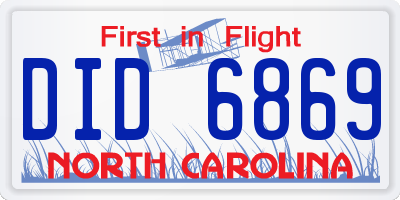 NC license plate DID6869