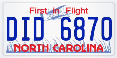 NC license plate DID6870