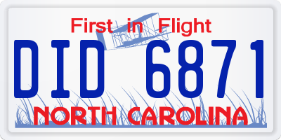 NC license plate DID6871