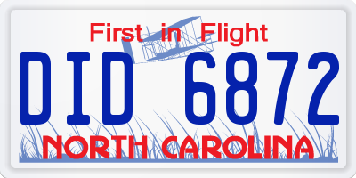NC license plate DID6872