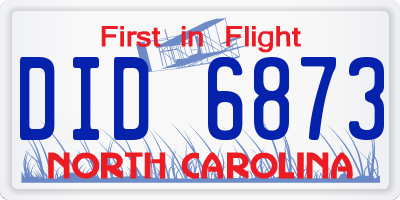 NC license plate DID6873