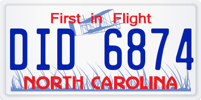 NC license plate DID6874