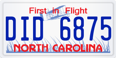 NC license plate DID6875