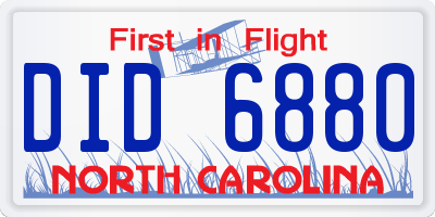 NC license plate DID6880
