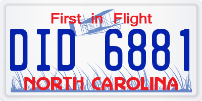 NC license plate DID6881