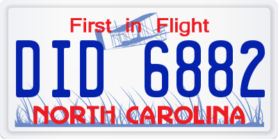 NC license plate DID6882