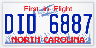 NC license plate DID6887