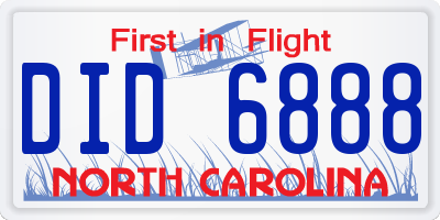 NC license plate DID6888