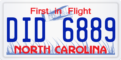 NC license plate DID6889
